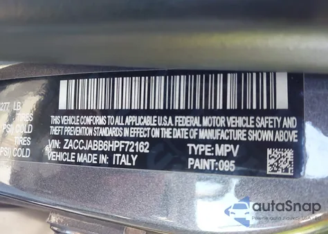 2017 Jeep Renegade Altitude Fwd z USA, uszkodzony, nr VIN ZACCJABB6HPF72162